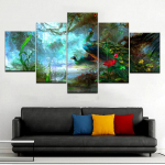 5 t&uuml;kki seinakunst Ilus sinine suur saba linnumaal Loomade plakat Modulaarne l&otilde;uend Pildid Raam Kodu Elutoa sisustus Ilma raamita 20x35cm*2 20x45cm*2 20x55cm*1