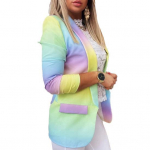 Naiste riided kontori bleiser, v&auml;rvilise tr&uuml;kiga rev&auml;&auml;r, pikkade varrukatega kampsun, kost&uuml;&uuml;m, mantel tutvumiseks L roosa