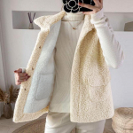 Palus lambavillane vest naiste paks lambavillane vest s&uuml;gis- ja talvine v&auml;limine vest jope vest 2XL valge