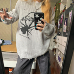 &Auml;mbliktr&uuml;kiga Harajuku paks naiste kampsun gooti vintage rebenenud grunge Y2k džemprid t&auml;navar&otilde;ivad Korea &uuml;lisuur hiphop pullover M hall