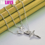 925 Sterling Risti ripatsiga kaelakee ehted 45cm