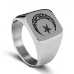 Muslim roostevabast terasest s&otilde;rmus meestele Islam Moon Star kulla ja h&otilde;beda v&auml;rvi s&otilde;rmus 10 h&otilde;be