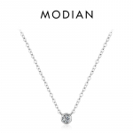 Modian 925 h&otilde;bedane &uuml;mmargune 4 mm tsirkoonist virnastatav ripats kullav&auml;rvi ketiga kaelakee naistele pulmaehte kingitus h&otilde;be