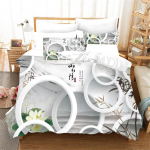 3D abstraktne geomeetriline reljeef armas must kass, 3 tk pol&uuml;ester voodipesu komplektid &uuml;he kaheinimesevoodi tekikott ja 2 tk padjakate 135x200 cm