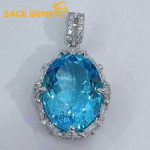 Sace Gems Naturaalne taevasinine topaasi ripats 925 h&otilde;bedast ripatsiga kaelakee naistele igap&auml;evaseks peoks peen ehe kingitus sinine