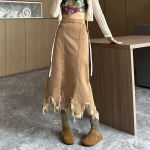 Pruun ebaregulaarne teksaseelik Elastne k&otilde;rge v&ouml;&ouml;kohaga seelik lahtine &otilde;huke seelik XXL parkkoor