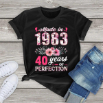 Valmistatud 1983. aastal lilleline 40-aastane 40-aastane s&uuml;nnip&auml;evakingitus Naiste vabaaja lilledega T-s&auml;rk Harajuku Tee Moodne suves&auml;rk L