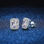 Sterling h&otilde;be 100% 925 n&ouml;&ouml;pk&otilde;rvar&otilde;ngad naistele sertifitseeritud moissanite square smaragd l&otilde;igatud ristk&uuml;lik teemant luksuslik ehteid 1.0Ct