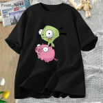 Kawaii Cartoon Invader Zim T-s&auml;rk naiste puuvillane t&uuml;druk, ratsutamissigade s&auml;rgid, topid Film Harajuku anime T-s&auml;rk Graafiline s&auml;rk T-s&auml;rk Unisex riided L