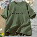 Jeesus on kuningas naiste T-s&auml;rk puuvillase risti Usu Christian T-s&auml;rk Unisex l&uuml;hikeste varrukatega Religioosne T-s&auml;rk Naiste riided T&auml;navar&otilde;ivad Unisex L