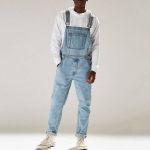 Meeste Denim Teksad Dungarees Suspender Kombinesoonid Romper Jumpsuit Bib Pants P&uuml;ksid 2XL helesinine v&auml;rv
