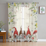 Seenek&auml;&auml;bikud Taimed Lilled &Otilde;hukesed Voile Aknakardinad T&uuml;llkardinad Elutuba R&otilde;du Dekoratsioon Kardinad 135W x 114H(cm)