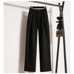 DIMANAF 2024 Plus Size Uued pikad p&uuml;ksid naiste elastsed lahtised paksud vintage soliidsed k&otilde;rge v&ouml;&ouml;kohaga pehmed lahtised tavalised vabaaja p&uuml;ksid laiad p&uuml;ksid 5XL 2XL must