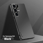 J&auml;&auml;metallist l&auml;&auml;tse pehme silikoonraam Samsung Galaxy S24 ultra S24 Plus Samsung Galaxy S23 Ultra mobiiltelefoni kaitse&uuml;mbris Galaxy S24 must