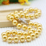 10 mm &uuml;mmargune kullav&auml;rvi p&auml;rlmutrist kaelakee, naiste t&uuml;drukute k&auml;sitsi valmistatud ehete valmistamise disain, moeaksessuaari kingitused t&uuml;drukutele emale