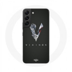 &Uuml;mbris Samsung Galaxy S21 FE Vikings Series 6. hooaja logoga V M&otilde;&otilde;gahall must taust
