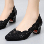 Kevadsuvi Mood Hollow Out Ehtsast nahast pumbad Naiste kingad Med kontsad Ruudukontsaga v&otilde;rk Naiste kontorijalatsid Crystal 34 beež