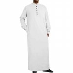 Mehed moslemi r&uuml;&uuml; Abaya islami riided tuunika kleit pikkade varrukatega s&auml;rgid maxi S valge