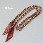 Uue moe kevadine naiste k&auml;ekottide aksessuaaride ketid eemaldatavad pikad ristkorpuse lilleprintidega siidirihmad, naiste isetegemise ketikottide k&auml;epidemed 120CM oranž