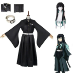 Demon Slayer Tokitou Cosplay Muichirou kost&uuml;&uuml;mikleit t&auml;iskasvanutele m&otilde;eldud anime Kimetsu Tanjirou Halloweeni riided Parukas Kost&uuml;&uuml;mid M-(Full set+wig) black