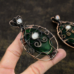 Natural Green Labradorite Gemstone Copper Wire Wrap Gift Pendant 3.43 d4p06