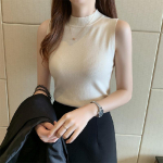 Vest naiste poolkaelusega kampsun, varrukateta silmkoeline &uuml;laosa One Size valge