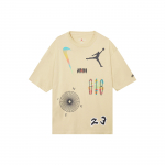 Jordan Alphanumeric Logo Tr&uuml;kiga Vabaaja L&uuml;hikeste Varrukatega T-s&auml;rk Meeste Topid Khaki DQ7363-252 XXL