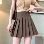 Plisseeritud seelik A-line k&otilde;rge v&ouml;&ouml;kohaga naiste selja t&otilde;mblukk Sisseehitatud kerged kaitsep&uuml;ksid &otilde;hukesed must hallid kuumad preppy stiil vabaaja S 35-45kg must