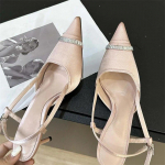 Eilyken Elegant Crystal Slingback Naiste pumbad Mood Pandlaga rihm terava varbaga sandaalid Seksikad &otilde;hukesed kontsad banketi balli kingad 35 aprikoosi