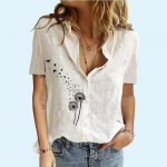 Naiste mood l&uuml;hikeste varrukatega topp S&uuml;gis-suvi vabaaja rev&auml;&auml;rikaelusega T-s&auml;rk, tr&uuml;kiga puuvillane linane kardiganpluusid S valge