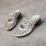 Johnature &Otilde;&otilde;nesed hingavad sussid Ehtsast nahast paksud kontsad Pehme tallaga naistejalatsid Retro slaidid 35 beež