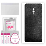 apgo Protective Skin Sticker for the back compatible with Oppo K3, Wrap Film, Foil, Vinyl - Pattern Black Leather
