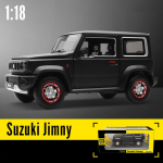 1/18 Scale Suzuki Jimny sulamist automudel, survevalu metallist m&auml;nguasi Maastikus&otilde;idukid Automudelid Heli ja valgusega kingitused 1/18-Size:20*9.5*9.2cm must