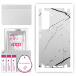 apgo Protective Skin Sticker for the back+sides compatible with Samsung Galaxy S22, Full Wrap Film, Foil, Vinyl - Pattern White Marble