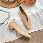 Prantsuse madala kontsaga, kandilise varbaga, madala suuga &uuml;hekordsed kingad Naiste pehme tallaga lamedad kingad 33 aprikoosi