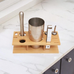 Kokteili&scaron;eikerite komplekt Puidust alus, baarmeni komplektid hoiuriiuli varustus praktiline t&ouml;&ouml;laua korraldaja