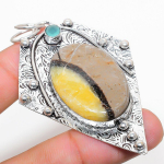 Natural Septerian Stone, Chalcedony 925 Sterling Silver Pendant 2.88 e3q72