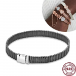 Kuumalt m&uuml;&uuml;v S925 h&otilde;bedast Reflexions seeria punutud v&otilde;rk originaal naiste logoga mitmekordse ahelaga kellav&otilde;ru pulmadeks DIY v&otilde;lu ehted 20CM