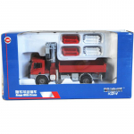 1/50 m&otilde;&otilde;tmetega autokraana veoauto mudel M&auml;nguasi survevalatud ehitusautod 1/50-Size:13.5*7.5*5cm punane