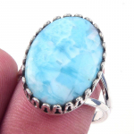 Natural Republic Larimar Gemstone 925 Tahke Sterling H&otilde;be Kingitus S&otilde;rmus S.8 g0J16