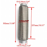 ID 38/51mm universaalne auto v&auml;ljalasketoru teleskoopne painduv &uuml;hendus punutised l&otilde;&otilde;tsad roostevabast terasest summuti toru&uuml;hendus keevitatud