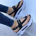 new summer women sandals thick-soled wedge heel thong Roman solid color casual sports beach shoes platform sandalias mujer 36