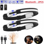 Uus Bluetoothi ​​multifunktsionaalne induktsioon COB esituli v&auml;lis&otilde;iduvalgusti USB laadimine &ouml;&ouml;s&otilde;iduvalgus Tugev esilamp White-2PCS