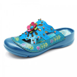 Vintage lillelised punased kiilud sandaalid ehtsast nahast k&auml;sitsi valmistatud pehme tallaga mugavad naiste kingad 36 sinine