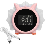 Laste dinosauruste &auml;ratuskell, unetreener, multifunktsionaalne elektrooniline LED &auml;ratuskell lastele, t&uuml;drukutele, lastele, &auml;ratuskell, &ouml;&ouml;valgusti 13.3*11.7*11.2cm roosa