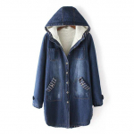 Mood Naiste teksad Top Tihendav Denim kapuuts Pluus Pikkade varrukatega lahtine mantel XXXL