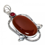 Red Carnelian Gemstone Handmade 925 Sterling Silver Jewelry Pendant 3.15 p9q95