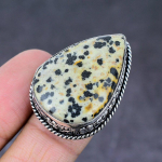 Dalmation Jasper Gemstone Handmade 925 Sterling Silver Jewelry Ring Size 7 q4r07