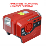 200W Toiteinverter Milwaukee Aku jaoks AC 120V/220V Muudetud siinuslaine Toiteadapter LED T&ouml;&ouml;valguse ja USB Type-C Pordiga