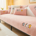 Tikitud paksenemine libisemisvastane diivanikate elutuba talvine soe lambavillane sametdiivanir&auml;tik P&otilde;hjamaade sektsiooniline L-kujuline diivanikatted 30x50cm pillowcase roosa